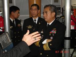 Visit of Vice Admiral Alexander P. Pama, Flag Officer-in-Charge of the Philippine Navy, to the Westport GRC43m Composite Fast Patrol Vessel Series.  20 October 2011, Newport, Rhode Island
